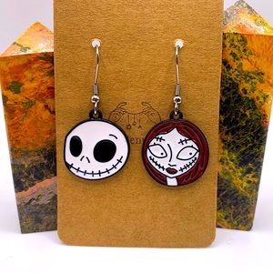 Jack Skellington Halloween charm earrings, nightmare before Christmas, Sally